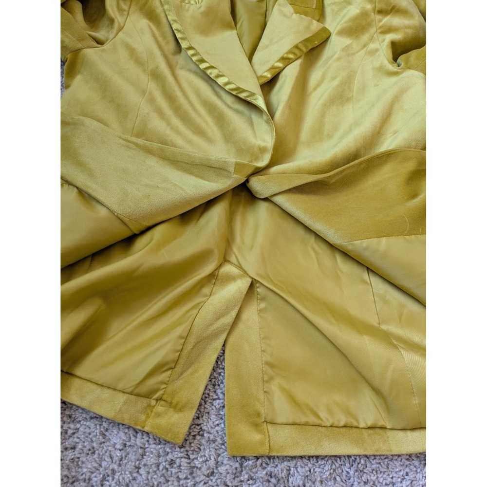 Avec Les Filles Faux‎ Suede Satin Trim Tuxedo Jacket Blazer Gold Holiday Size S - Picture 4 of 9